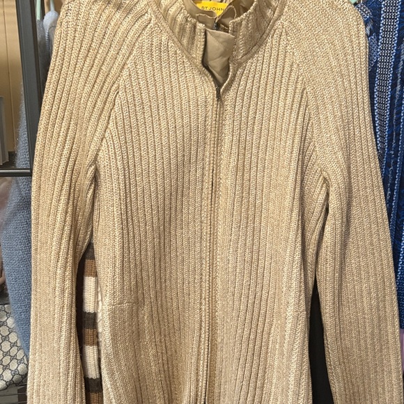 St. John Metallic Beige Ribbed Jacket - Picture 4 of 4